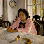Painting Girl With Peaches by Valentin Berov
