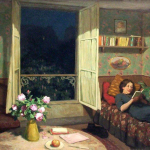 Tavik Simon Vilam reading books on a sofa